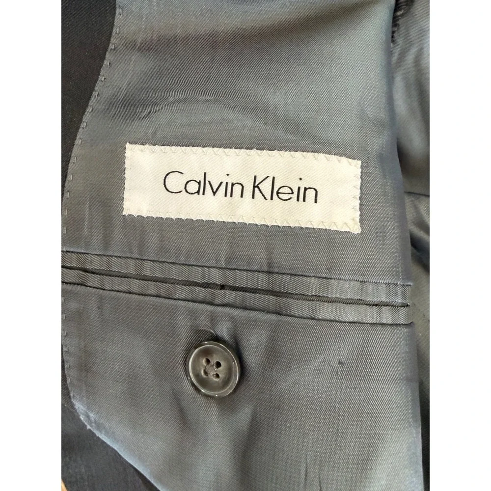 Calvin Klein Old Money Blazer Mens 43L Charcoal Grey 100% Wool Two Button Jacket